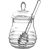 MINGZE Honey Jar Pot- con tapa y tapa- transparente- de High Borosilicate Glass para Home Kitchen- 250 ml